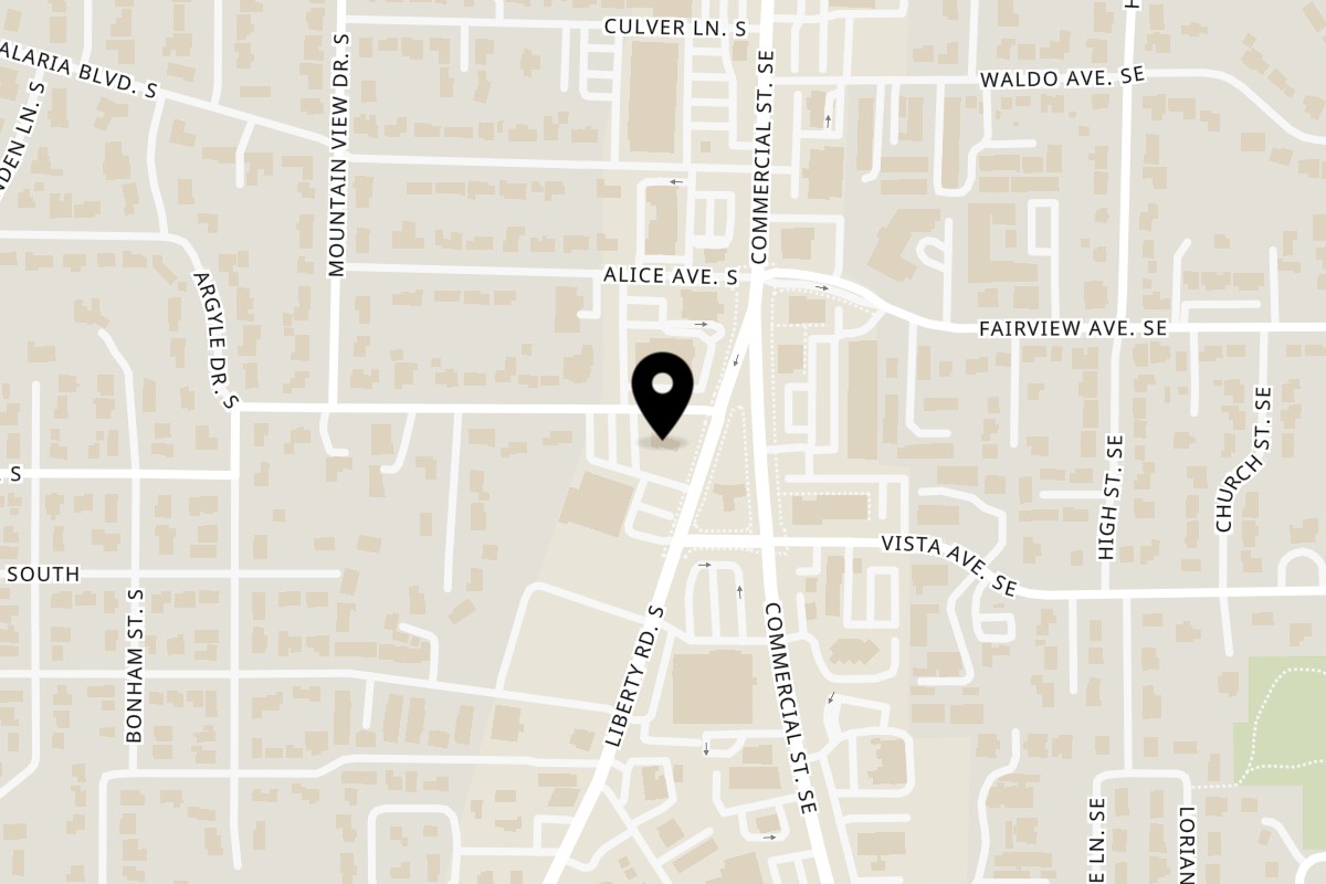 Map showing the location of Acme Cafe on 110 Hansen Ave S in Salem